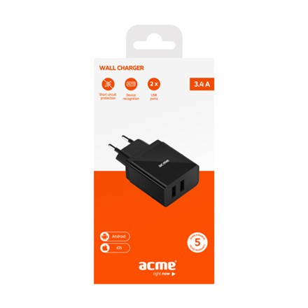 Ładowarka sieciowa USB CH205 2p/3,4A/17W 