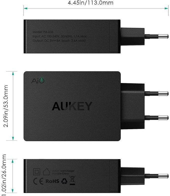 PA-U36 ładowarka sieciowa 4xUSB AiPower 8A 40W 