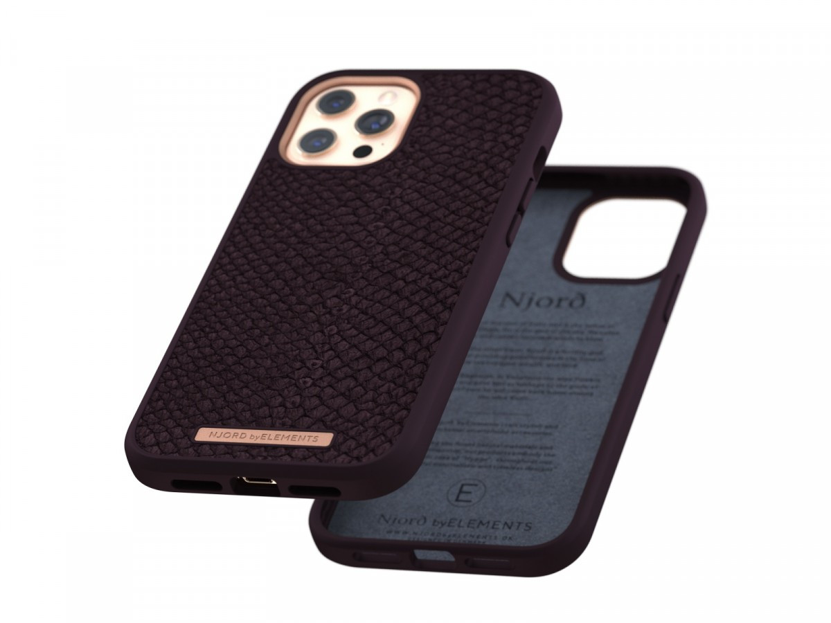 Etui z islandzkiej skóry łososia do iPhone 12 Pro Max purpurowe