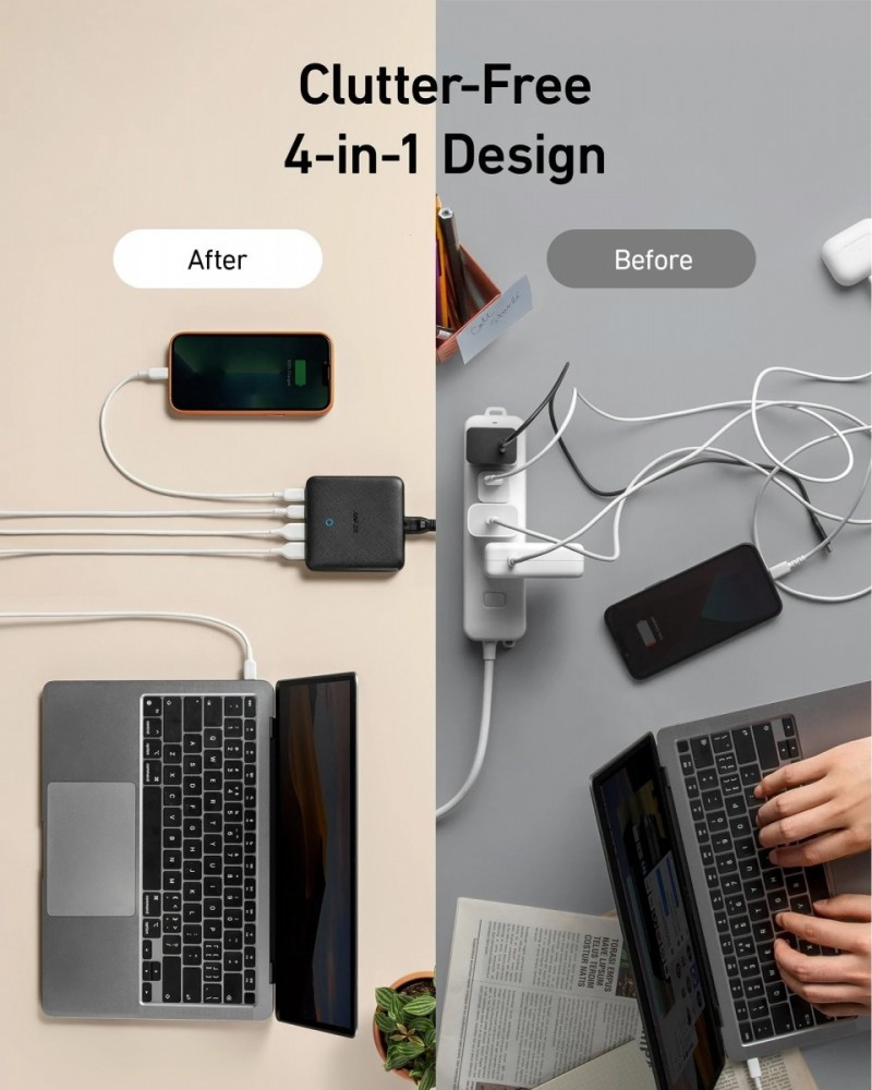 Ładowarka Atom III 65W Slim 2xUSB-C 2xUSB-A 
