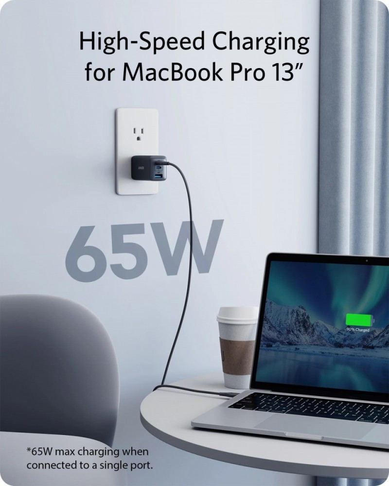 Ładowarka III 65W GaN 2xUSB-C 1xUSB-A czarna 