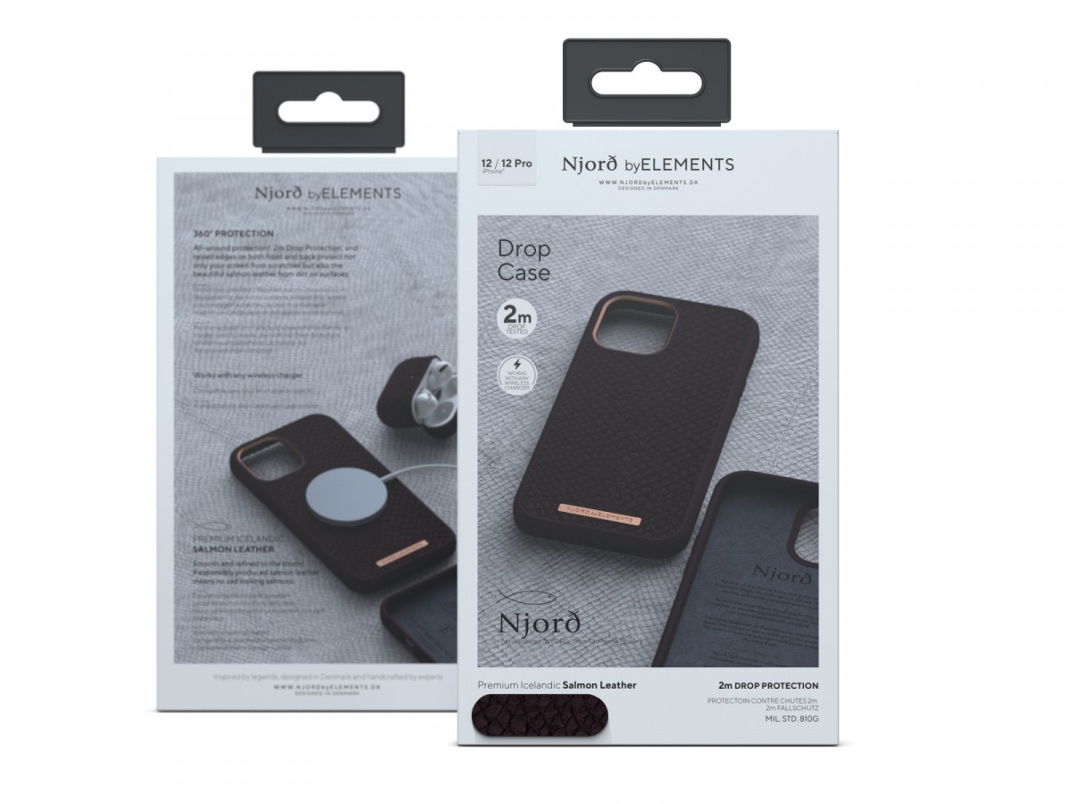 Etui z islandzkiej skóry łososia do iPhone 12 Pro Max purpurowe