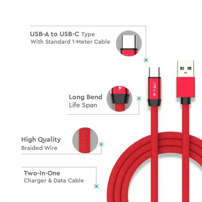 Kabel USB M - USB Typ-C M 1M 2.4A 