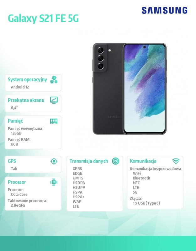 Smartfon Galaxy S21FE DualSIM 5G 6/128GB Szary Enterprise