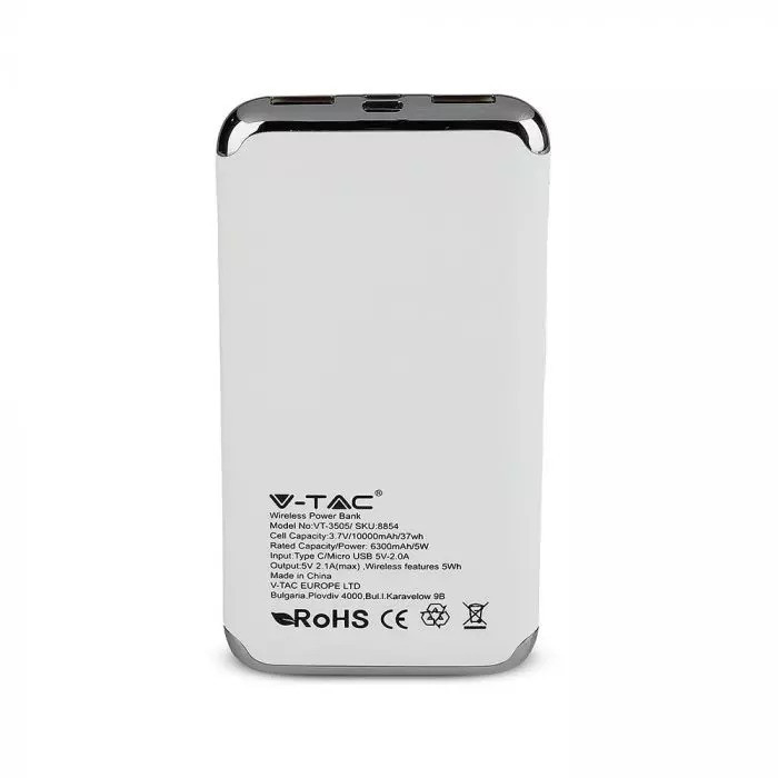 Power Bank 10000 mAh 2.0/2.1A Biały 