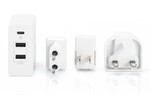 Ładowarka podróżna (EU/US/UK) 2xUSB Typ A (5V/3Amax), 1xUSB Typ C 