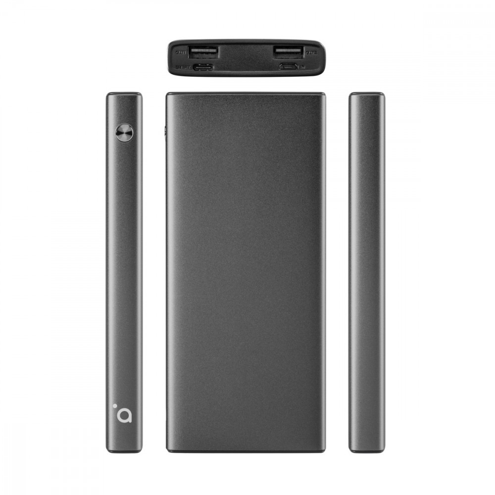 Powerbank PB203 10.000 mAh, metalowy, 10W, 2xUSB-A, Gwiezdna szarość