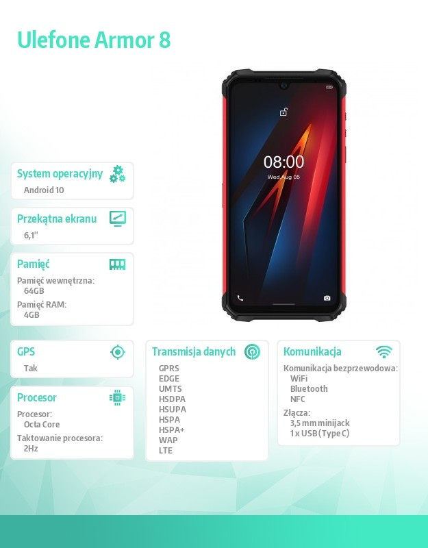 Smartfon Armor 8 LTE 4GB/64GB Czerwony