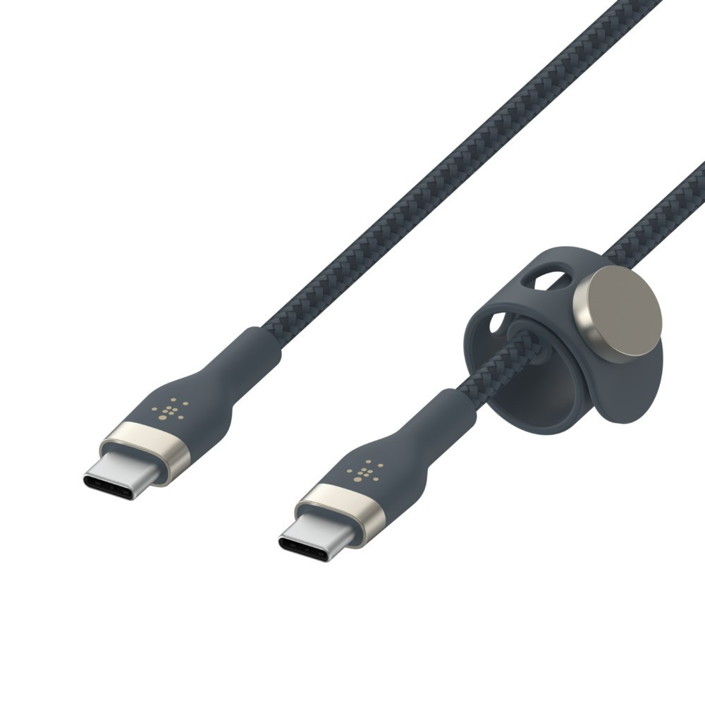 Kabel BoostCharge USB-C/USB-C silikonowy w oplocie 2m, niebieski