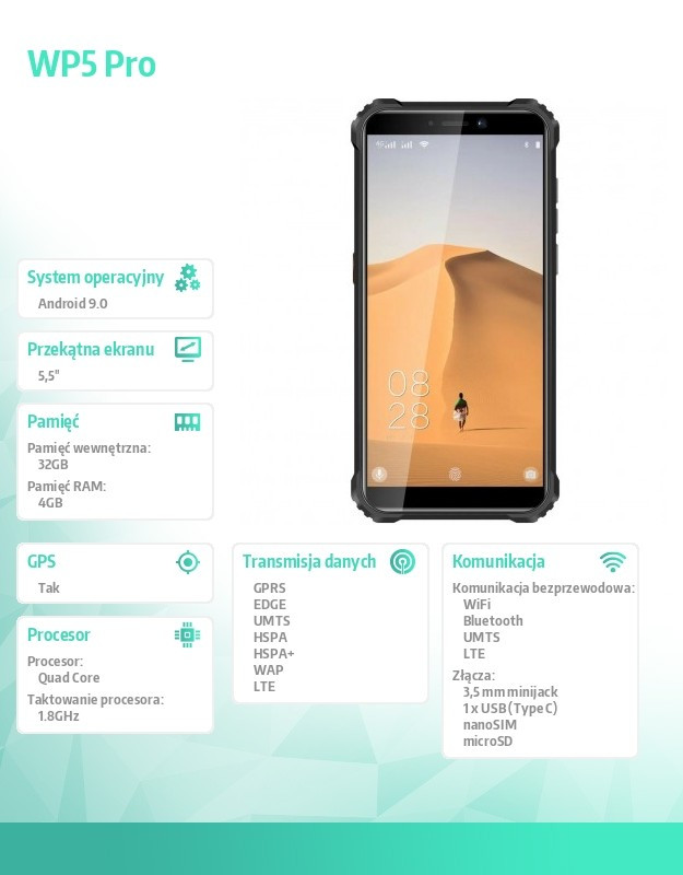 Smartfon WP5 Pro 4/64 DualSIM Pomarańczowy