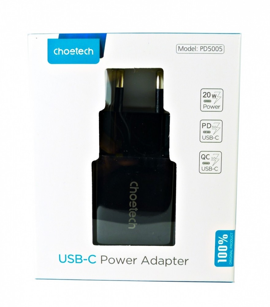 PD5005 Black Ładowarka sieciowa 1xUSB-C Power Delivery 3A 20W 
