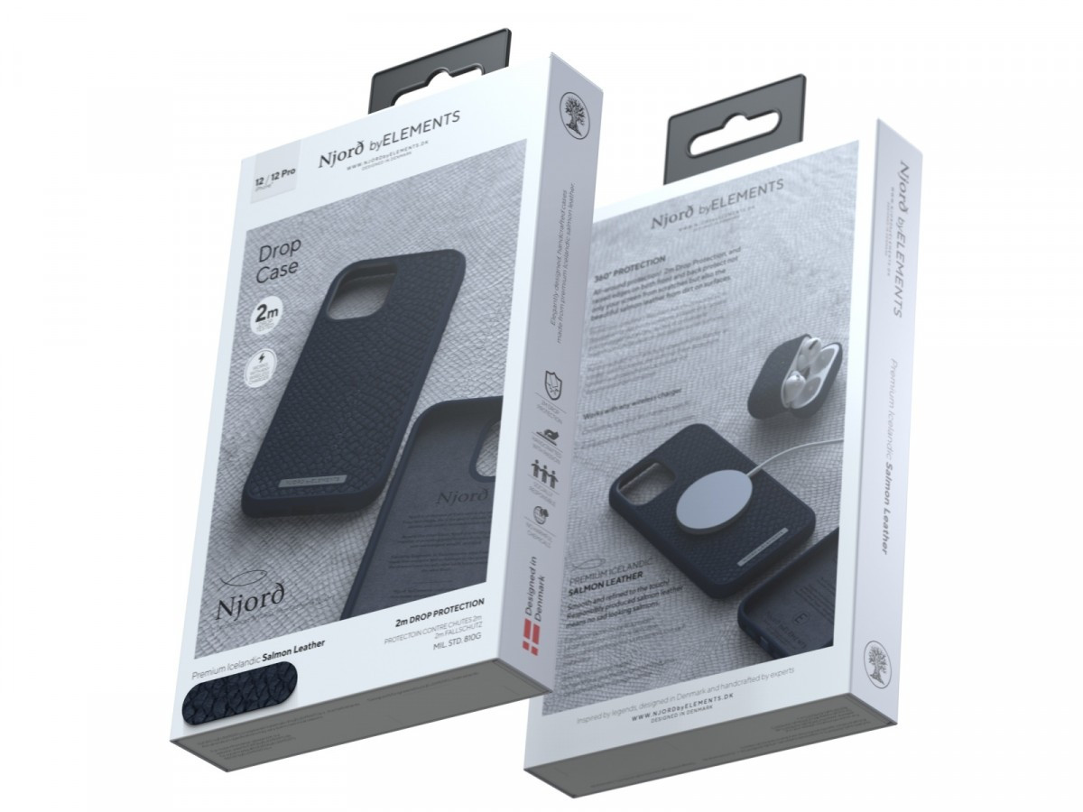 Etui z islandzkiej skóry łososia do iPhone 12 / 12 Pro szare 