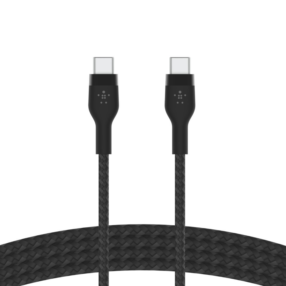 Kabel BoostCharge USB-C/USB-C silikonowy w oplocie 2m, czarny