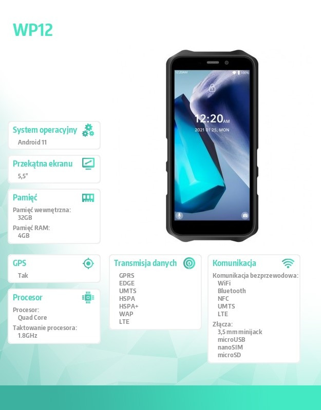 Smartfon WP12 4/32GB DS NFC Niebieski 