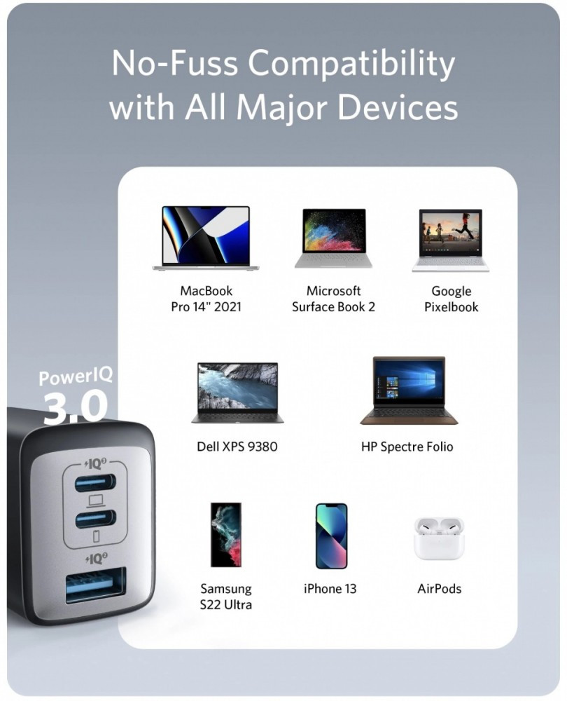 Ładowarka III 65W GaN 2xUSB-C 1xUSB-A czarna 