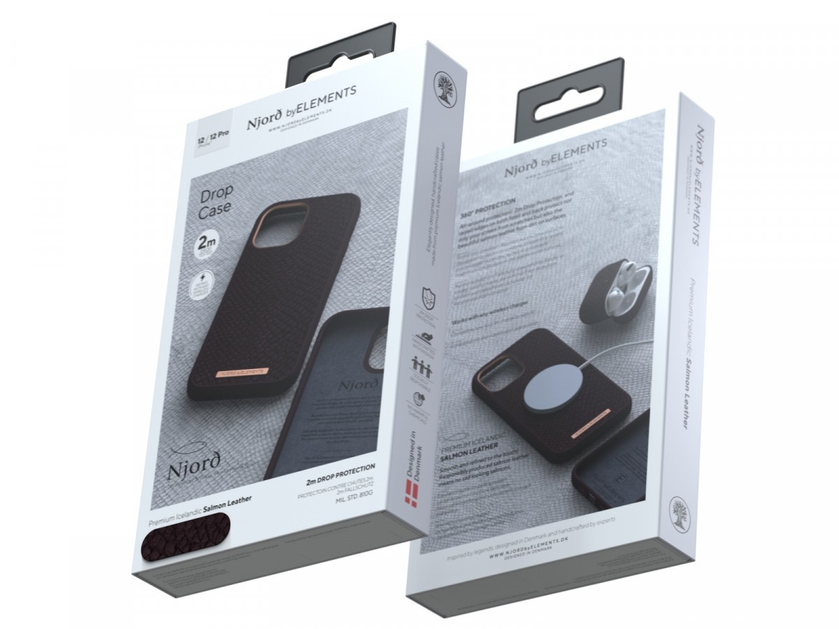 Etui z islandzkiej skóry łososia do iPhone 12 Pro Max purpurowe