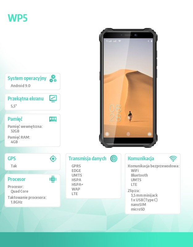 Smartfon WP5 4/32 DualSIM Pomarańczowy