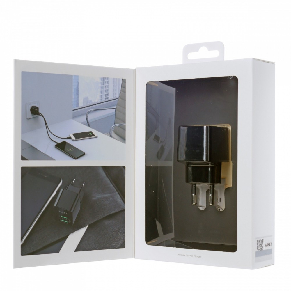 PA-U32 Black Mini ładowarka sieciowa 2xUSB AiPower 4.8A 12W 