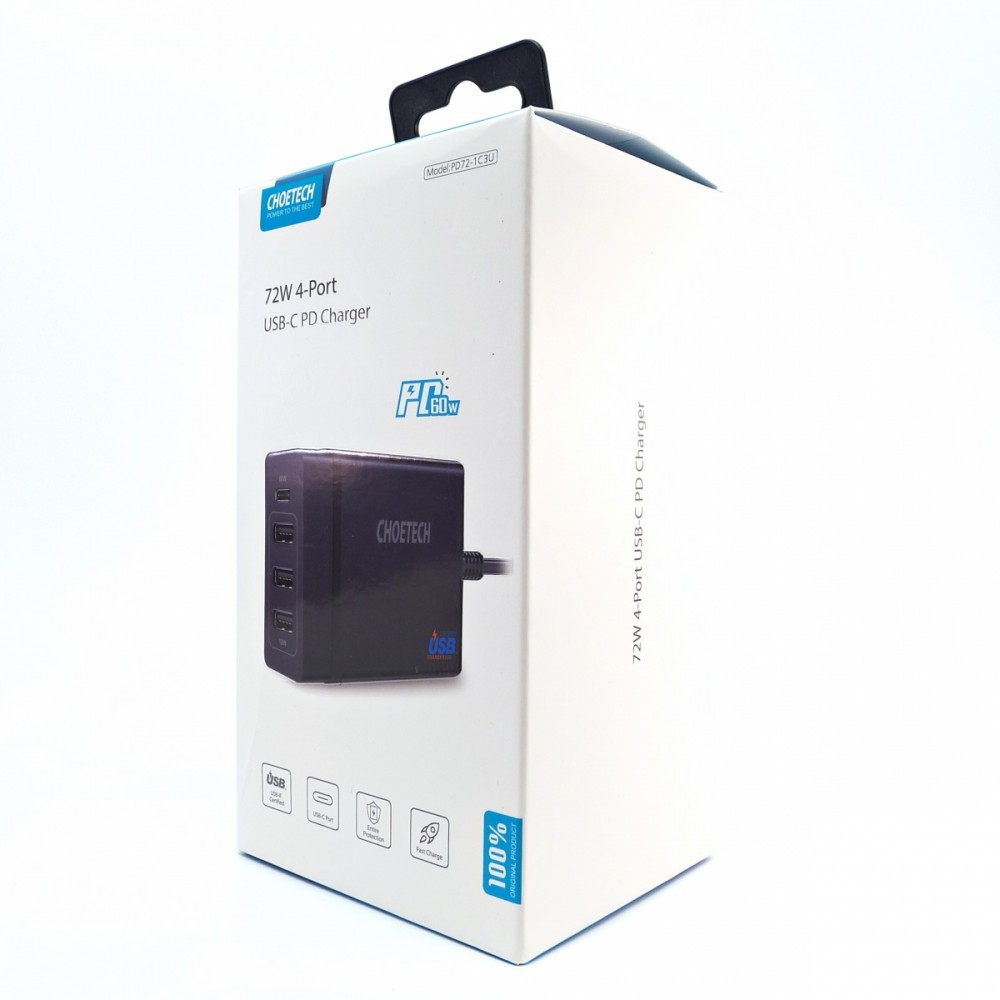 PD72-1C3U Black Ładowarka sieciowa 4xUSB 72W Power Delivery