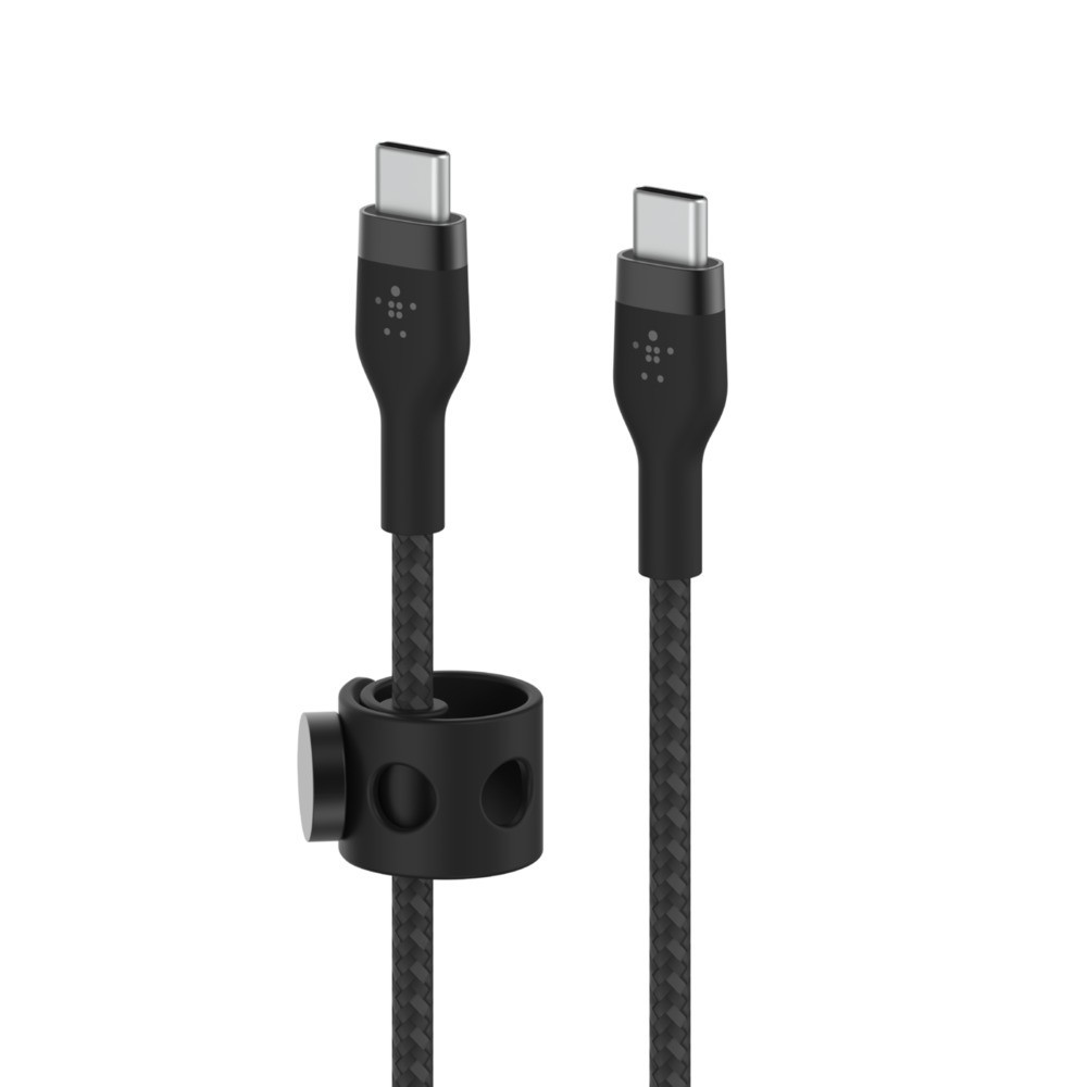 Kabel BoostCharge USB-C/USB-C silikonowy w oplocie 1m, czarny