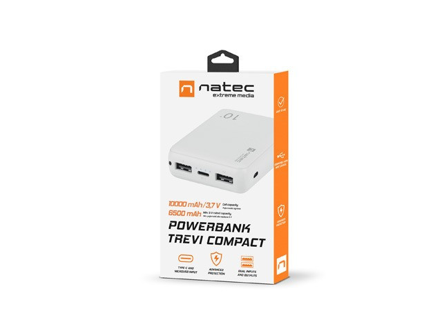 Power Bank Extreme Media Trevi Compact 10000mAh 2x USB + 1x USB-C Biały