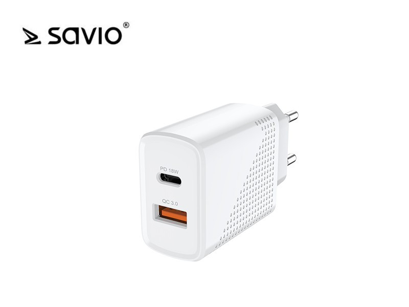 Ładowarka sieciowa SAVIO LA-04 USB Quick Charge Power Delivery 3.0 18W