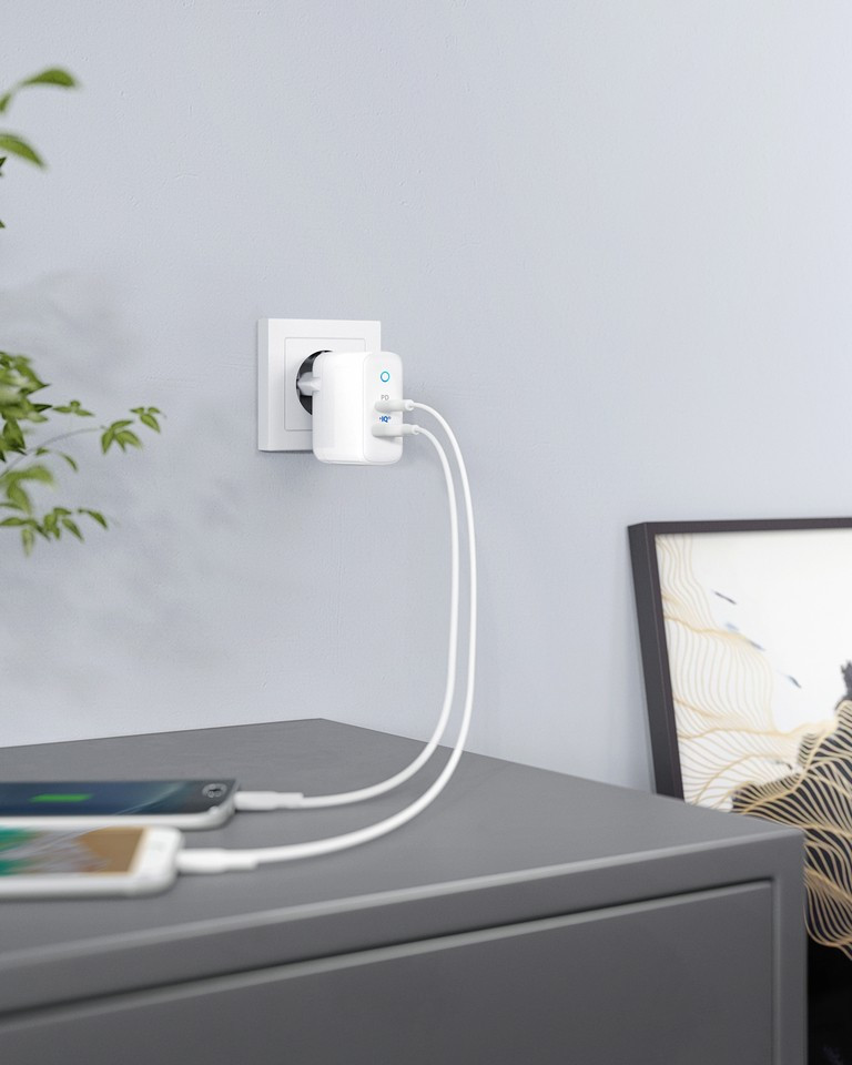 Ładowarka PowerPort PD+2 18W USB-C + 15W USB-A EU White