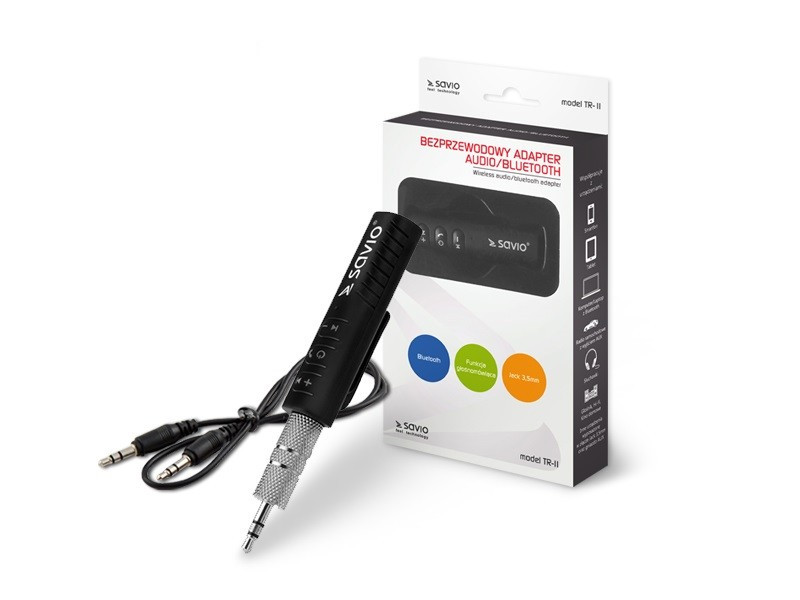 Odbiornik / adapter Bluetooth transmiter AUX Jack 3,5 Savio TR-11/B