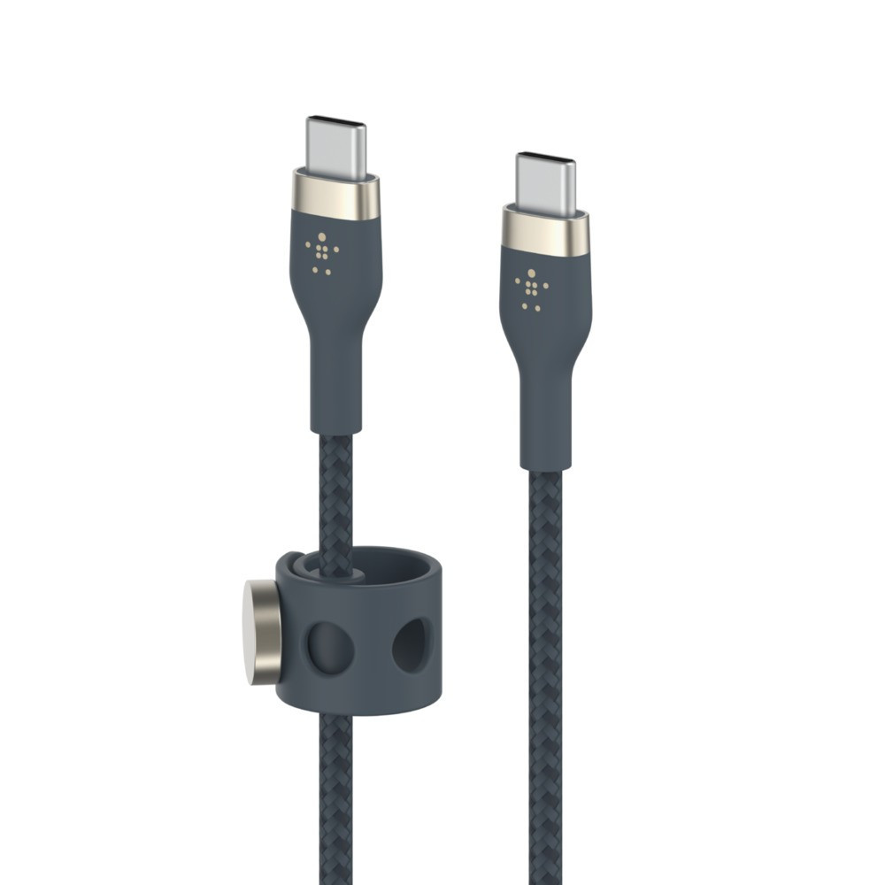 Kabel BoostCharge USB-C/USB-C silikonowy w oplocie 1m, niebieski