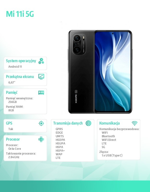 Smartfon Mi 11I 8/256 GB 5G czarny