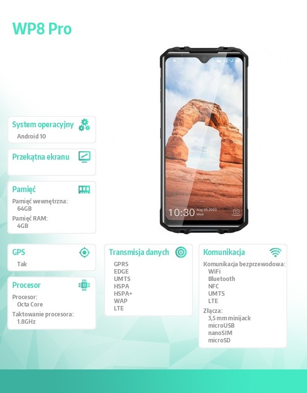 Smartfon WP8 Pro 4/64 5000 mAh Dual SIM Czarny