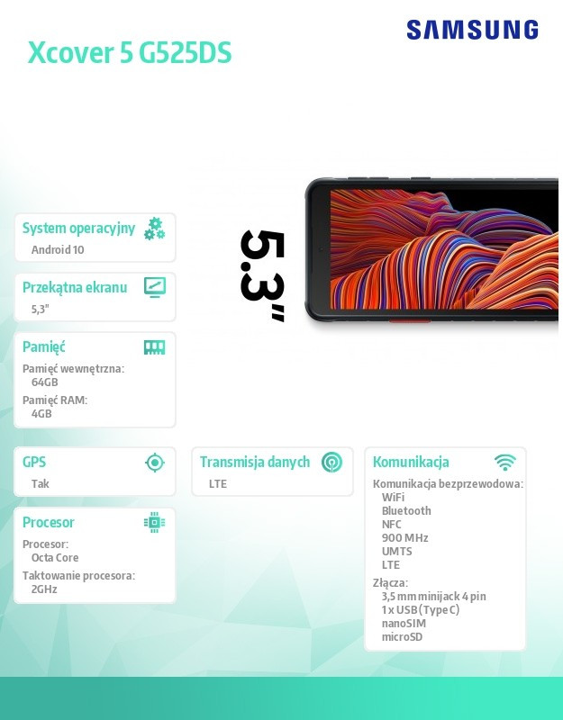 Xcover 5 G525DS 4/64GB Czarny Enterprise
