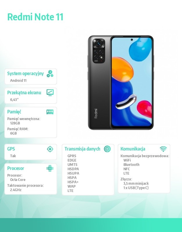 Smartfon Redmi Note 11 6/128 Graphite Gray