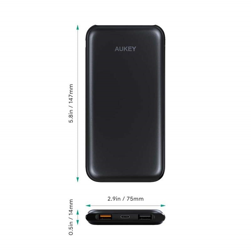 PB-Y13 Black ultraszybki Power Bank | 10000 mAh | 4xUSB | Quick Charge 3.0 | Power Delivery | kabel USB-C