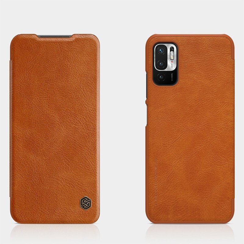 Etui Qin Leather Xiaomi Redmi Note 10 5G/Poco M3 Pro Brązowe