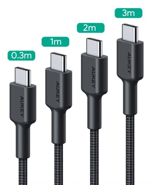 CB-CD37 zestaw 4 szt. nylonowych kabli Quick Charge USB C -USB C | 0.3m 1m 2m 3m | 4 szt. | 5 Gbps | 3A | 60W PD | 20V